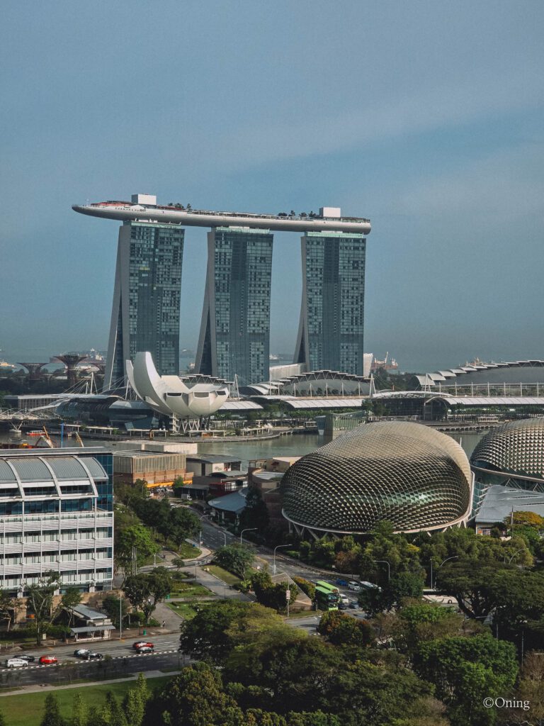 Daytime view of Marina Bay Sands and ArtScience Museum from Fairmont Singapore