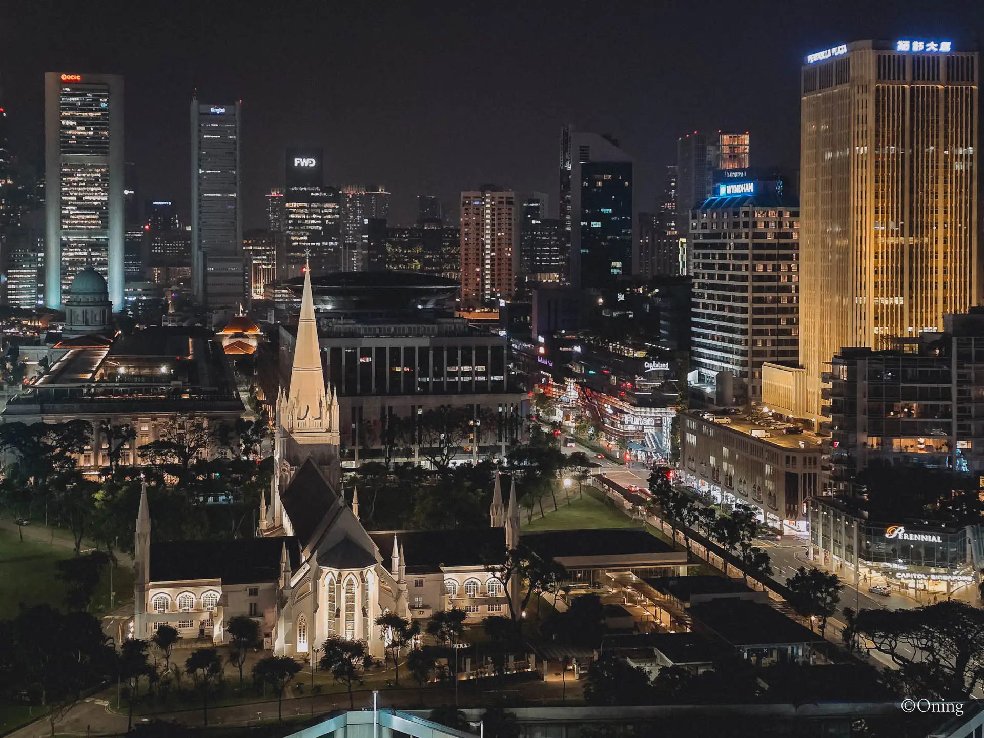 The night view in Singapore