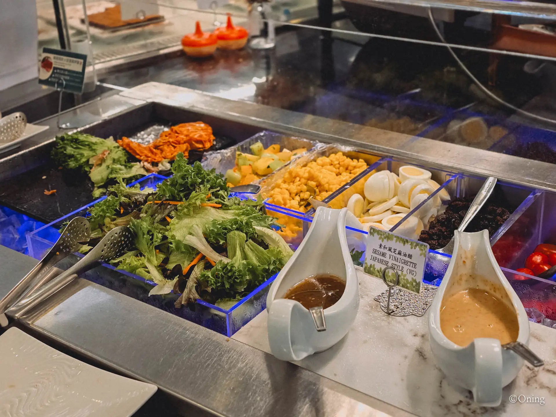 Incheon to Taipei: Taoyuan & Incheon Airport Lounges + Asiana Business Class Review 61 Salad area at EVA Infinity Lounge Taoyuan
